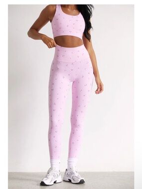 High-Rise Pink Floral Print Seamless Leggings